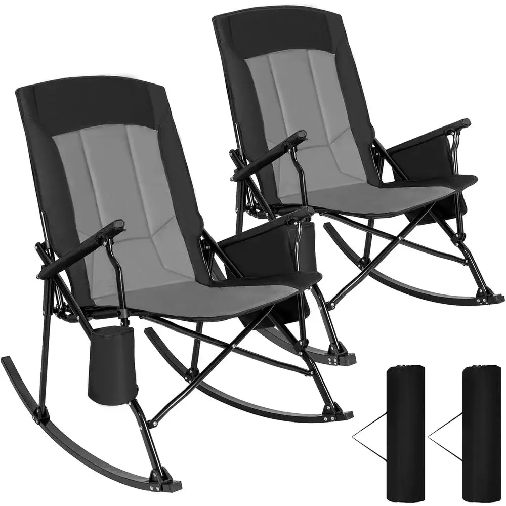 Outdoor Camping Rocker - High-Back Portable Rocking Chair with Hard