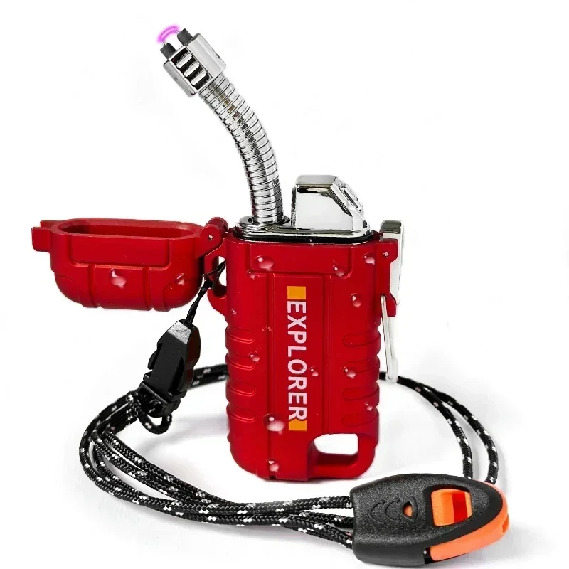 Outdoor Windproof Lighter - Waterproof Double Arc Lighter Rechargeable Windproof