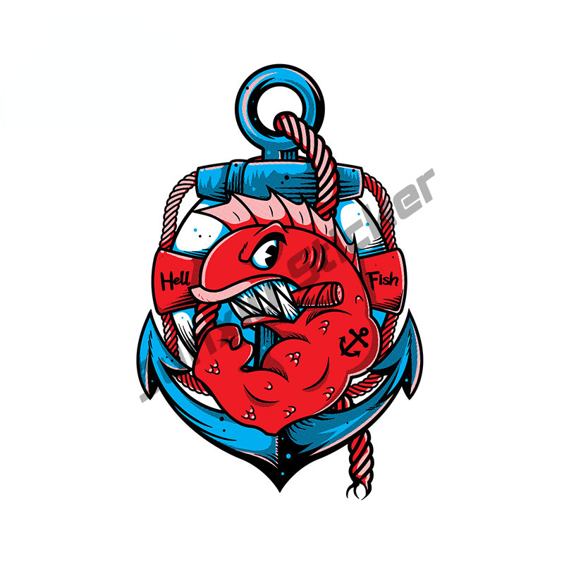 Hellfish Logo Vinyl Car Sticke - Outdoor Camping Logo ulasan dan harga