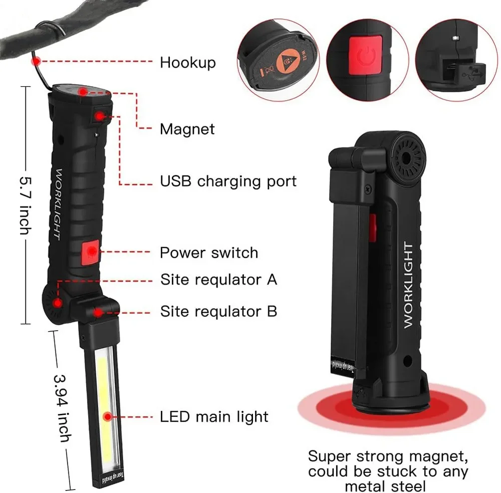 Portable COB LED Flashlight US - Outdoor Camping Lights ulasan dan harga