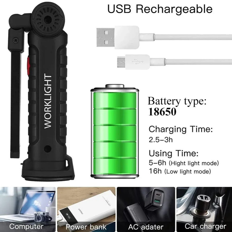 Portable COB LED Flashlight US - Outdoor Camping Lights ulasan dan harga
