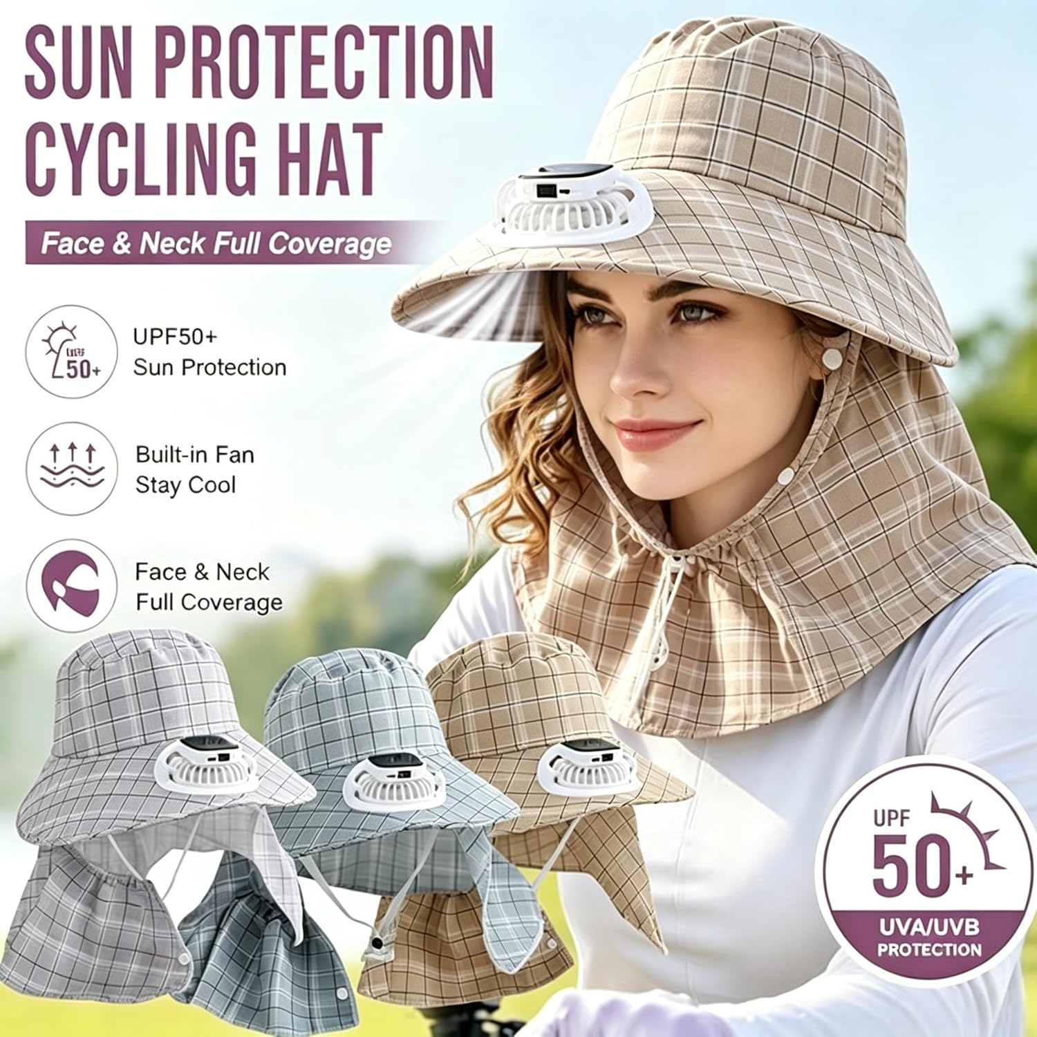 1PC Solar Power Neck Guard Fan - Outdoor Camping Fans ulasan dan harga