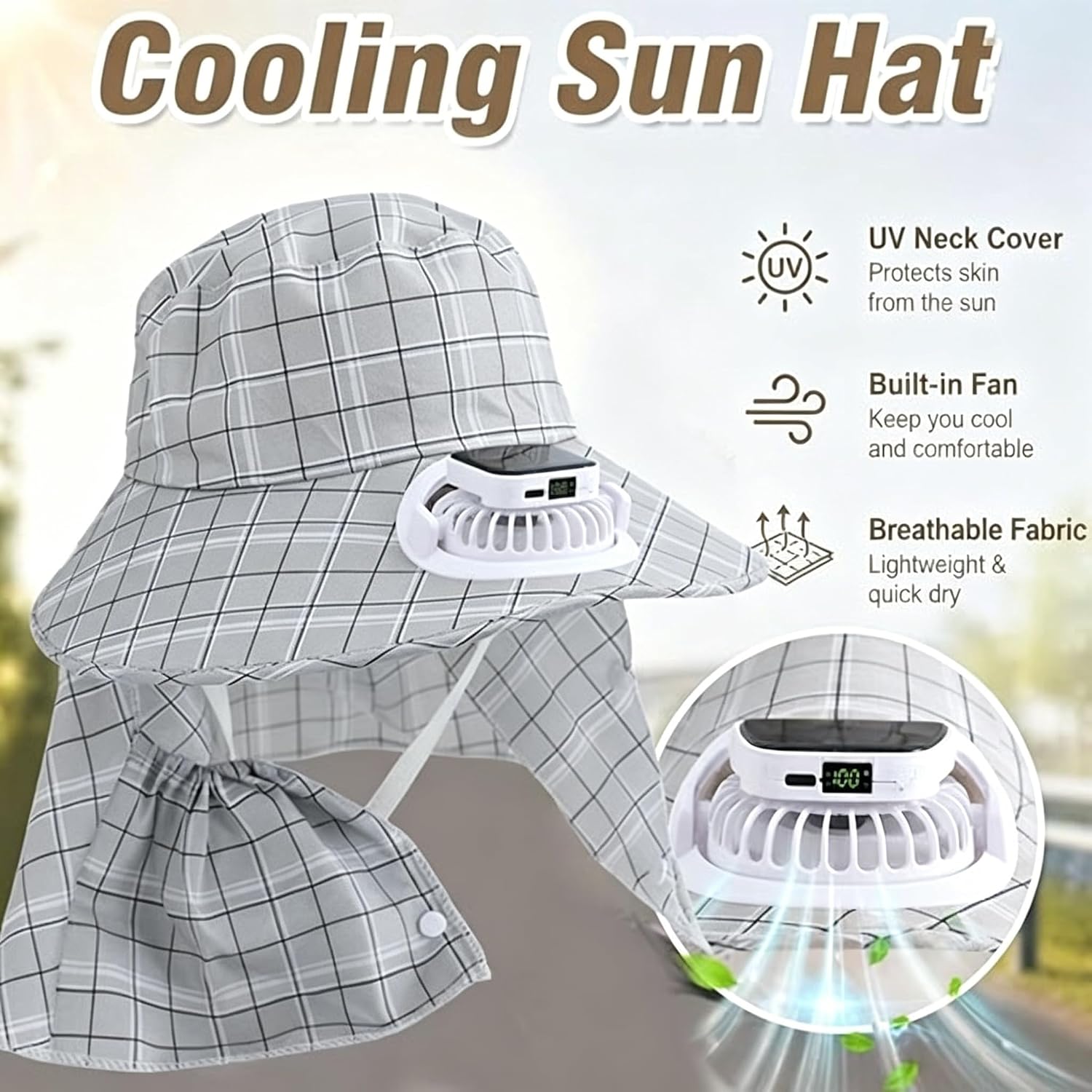 1PC Solar Power Neck Guard Fan - Outdoor Camping Fans ulasan dan harga