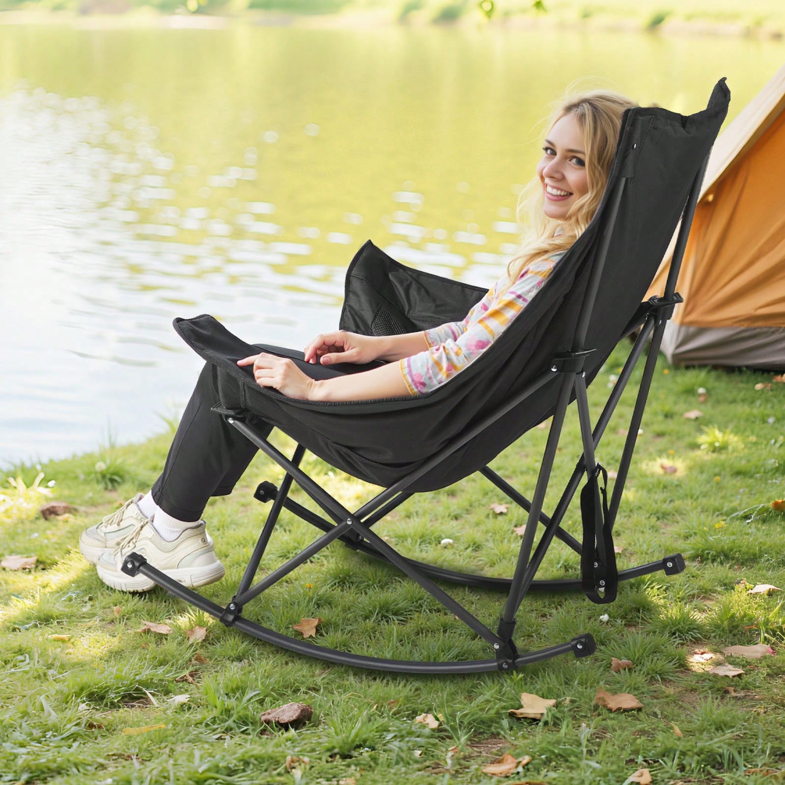 Rocking Camping Chair, Portabl - Outdoor Camping Rocker ulasan dan harga