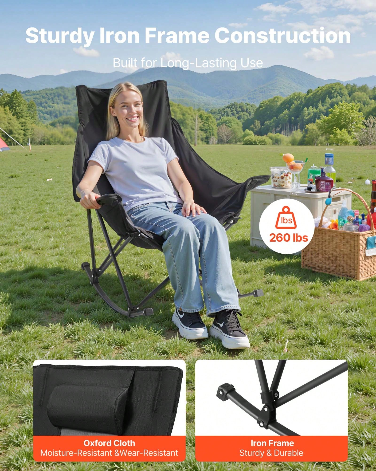 Rocking Camping Chair, Portabl - Outdoor Camping Rocker ulasan dan harga