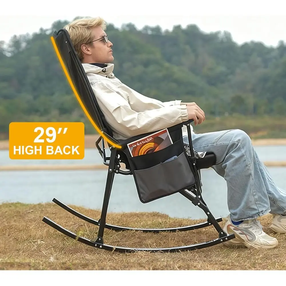 High-Back Portable Rocking Cha - Outdoor Camping Rocker ulasan dan harga