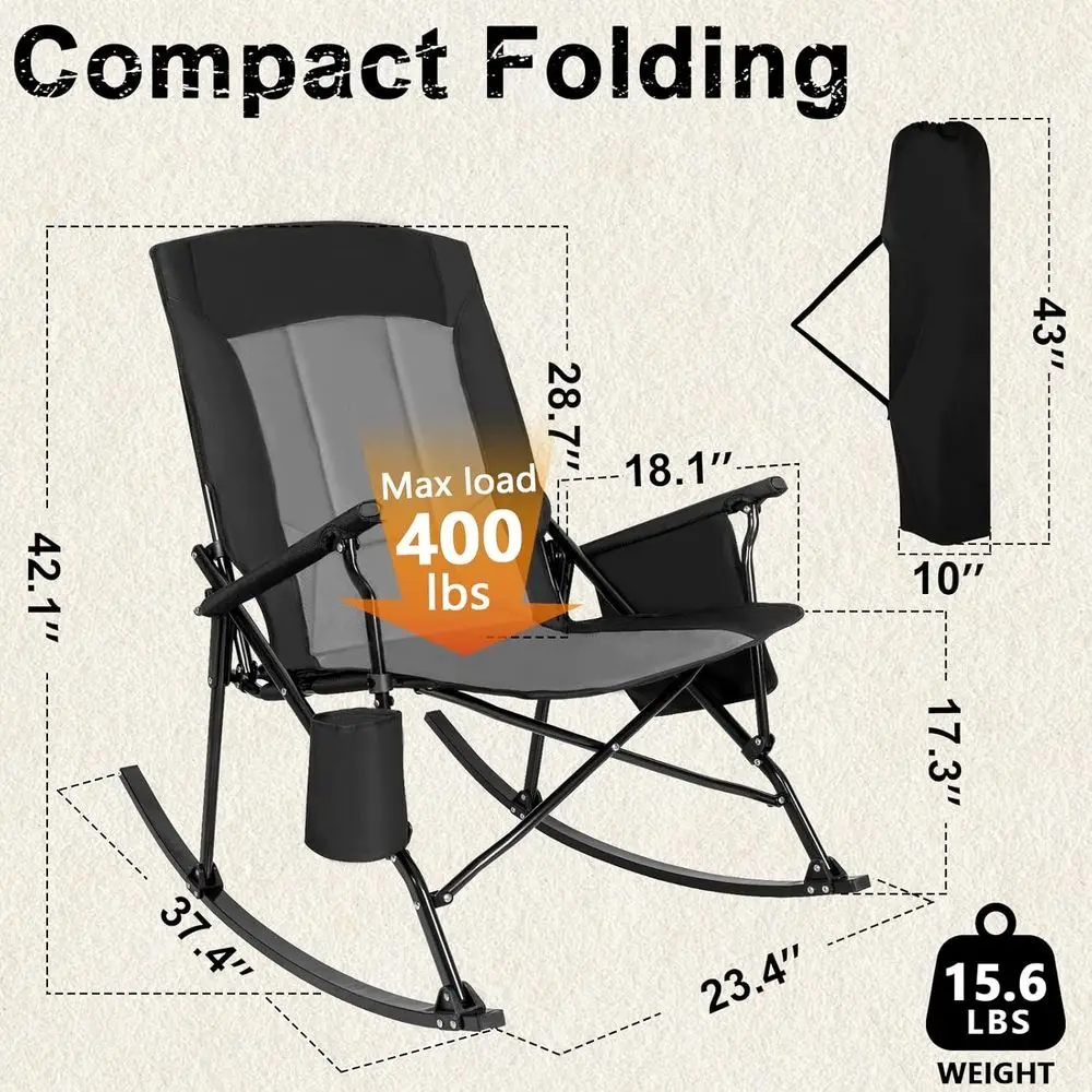 High-Back Portable Rocking Cha - Outdoor Camping Rocker ulasan dan harga