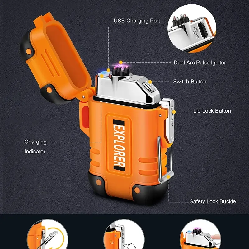 2023 NEW Waterproof Double Arc - Outdoor Windproof Lighter ulasan dan harga