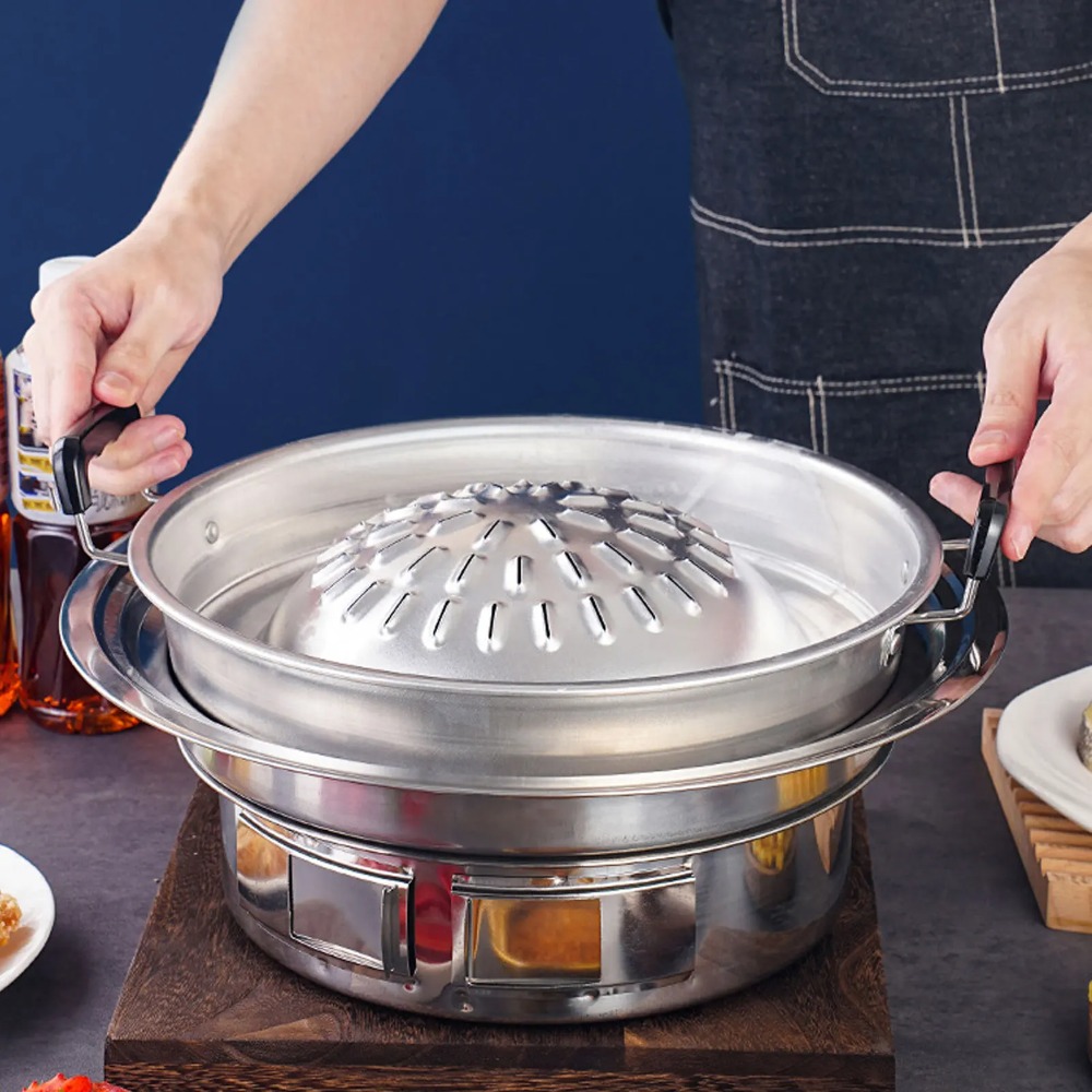 2 in 1 Hot Pot Grill Pan Non S - Outdoor Camping Kitchen ulasan dan harga