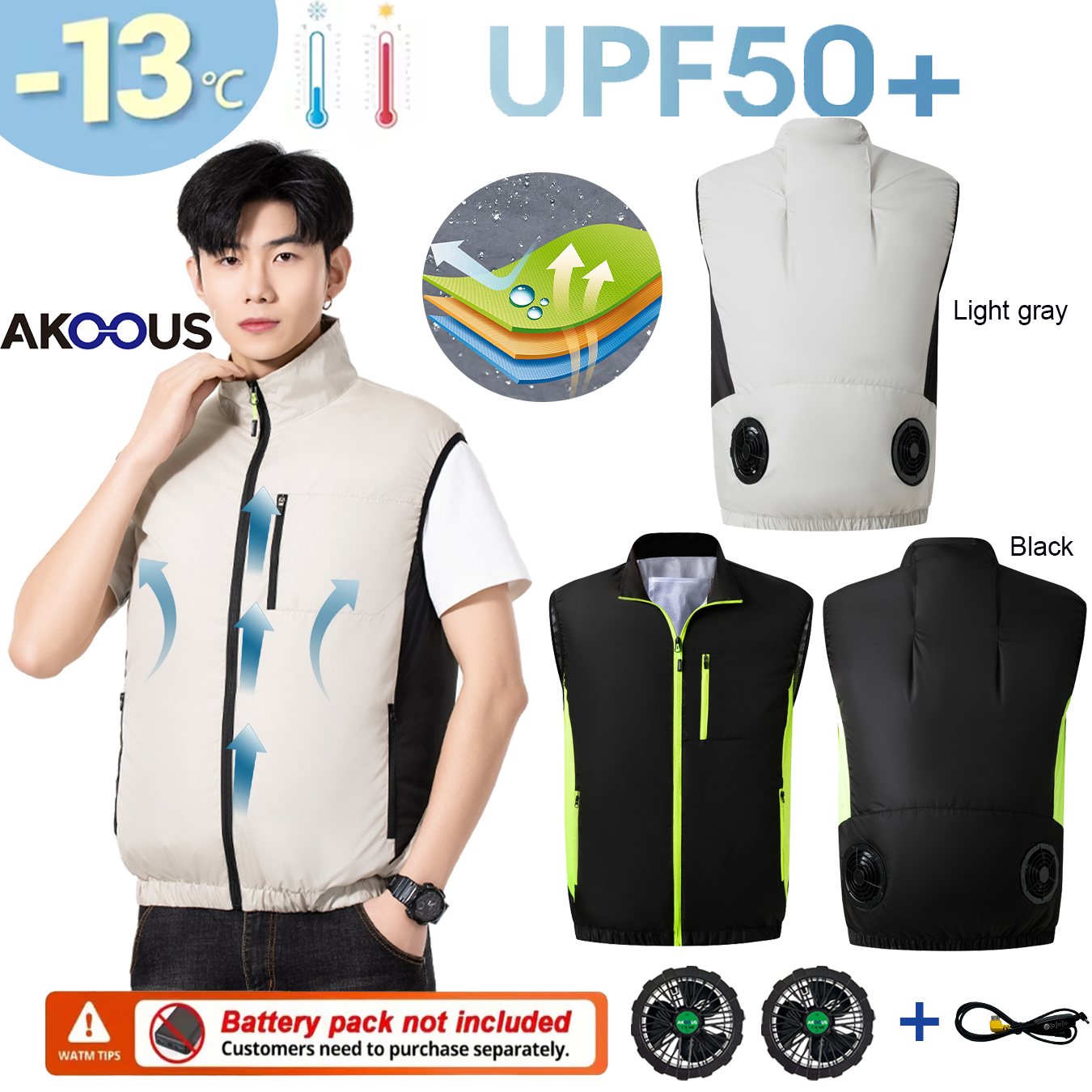 12V 5V USB Cooling 4 Fans Vest - Camping Outdoor Clothing ulasan dan harga