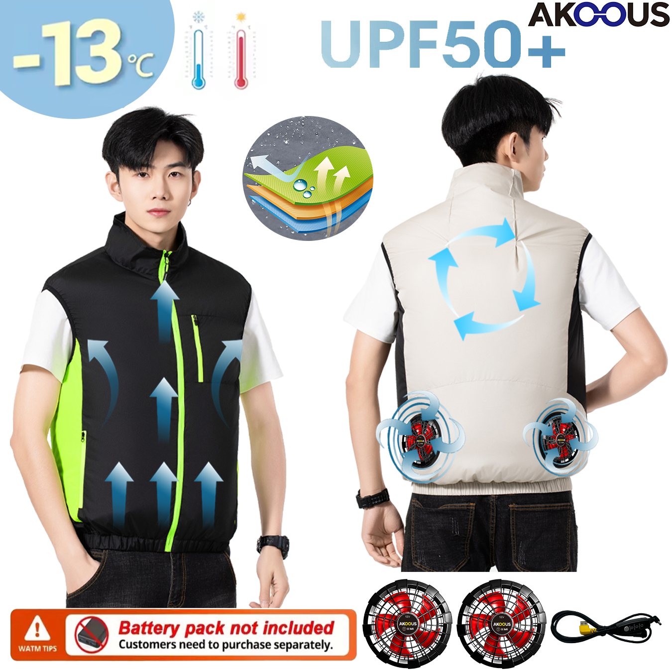 12V 5V USB Cooling 4 Fans Vest - Camping Outdoor Clothing ulasan dan harga