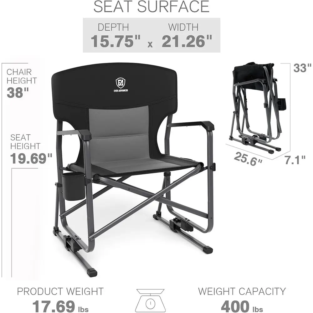 Durable Black Camping Rocker C - Outdoor Camping Rocker ulasan dan harga
